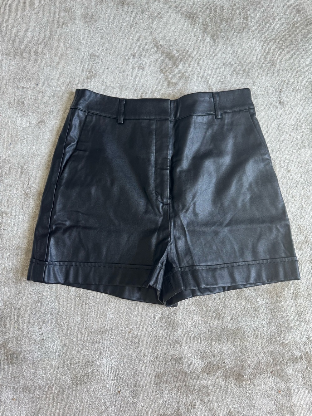 Express Black Faux Leather High-Waist Shorts